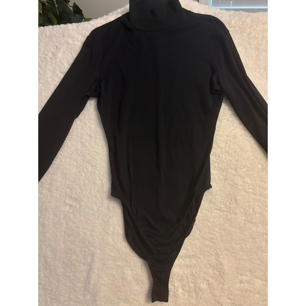 Gap Vintage Black Mock Neck Long Sleeve Bodysuit Ribbed Nylon Spandex Small USA